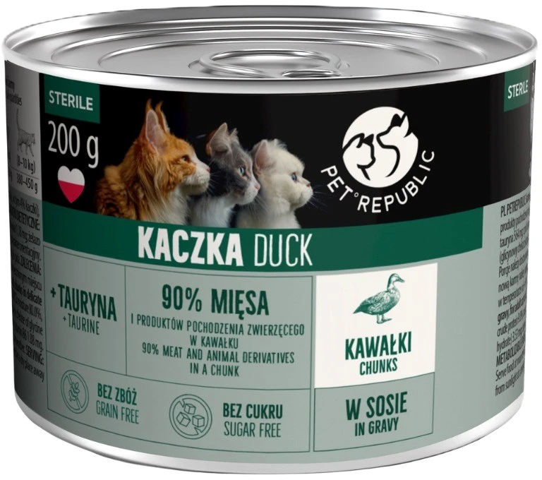 PETREPUBLIC Adult Sterile Chunks with duck in sauce box – wet cat food – 10x200g