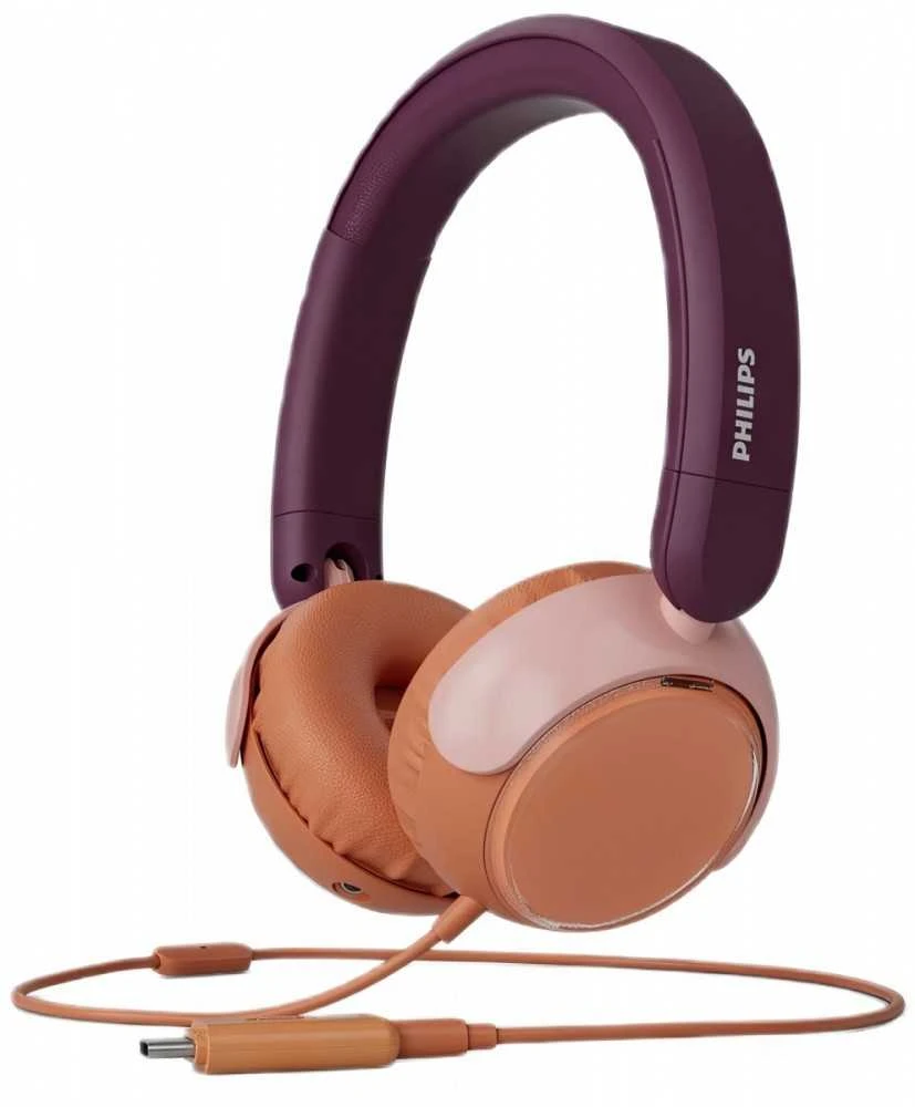 Laidinės vaikiškos ausinės Philips TAK2000MP/00, violetinės ir rudos spalvos