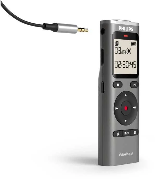Philips DVT1170 diktofonas su prijungtu garso kabeliu