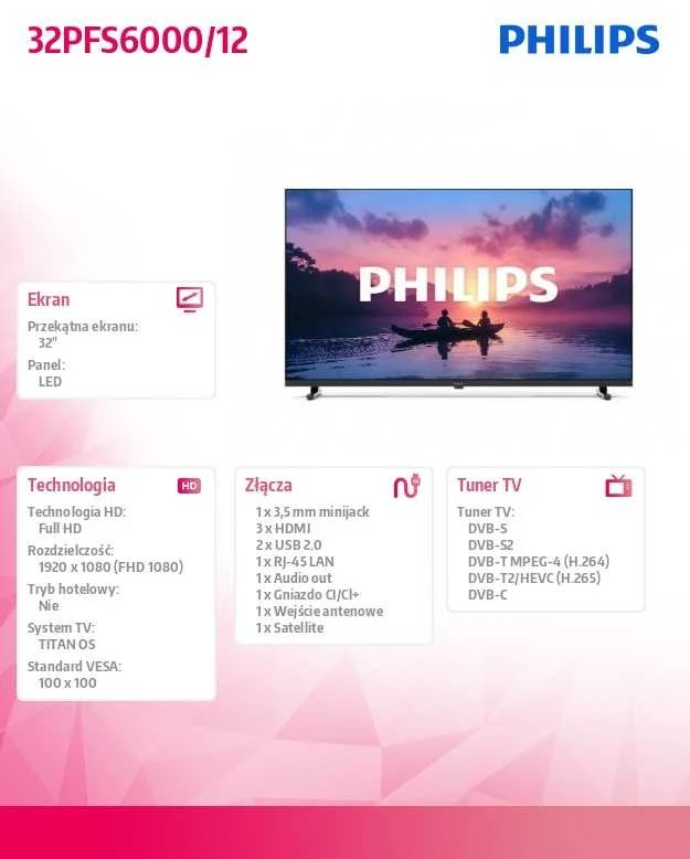 Televizorius Philips LED Full HD 32PFS6000/12, 32", Wi-Fi, Smart TV