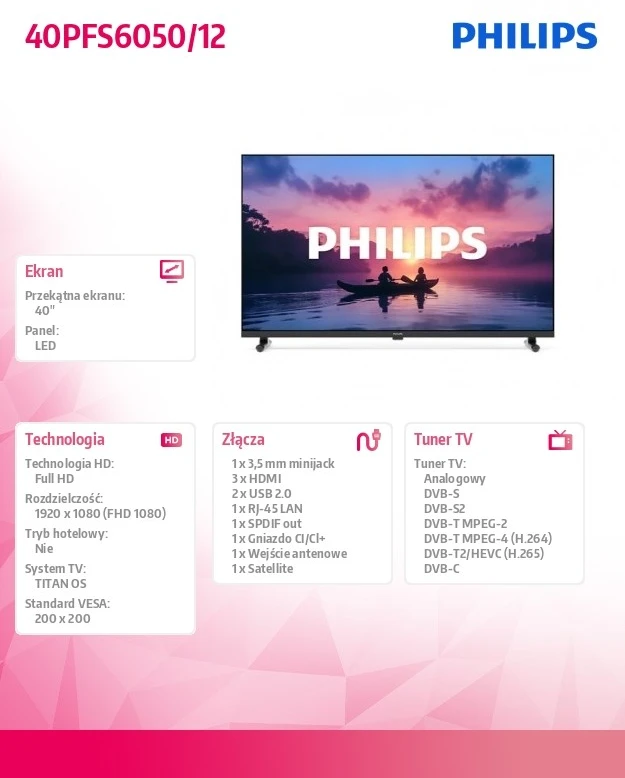 „Philips“ HD išmanusis LED televizorius 40PFS6050/12