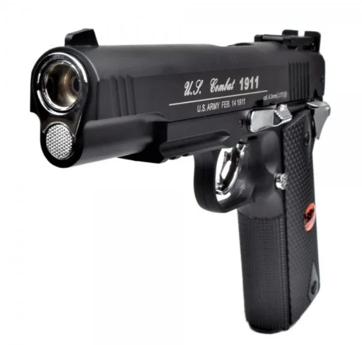 BRUNI 816 US Combat 4.5 mm BB airsoft pistol, 20-round CO₂ magazine, iki 17 joules