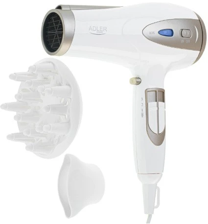 Adler | Plaukų džiovintuvas | AD 2248 | 2400 W | Number of temperature settings 3 | Ionic function | Diffuser nozzle | Baltas