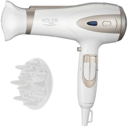 Adler | Plaukų džiovintuvas | AD 2248 | 2400 W | Number of temperature settings 3 | Ionic function | Diffuser nozzle | Baltas