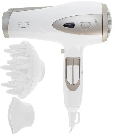 Adler | Plaukų džiovintuvas | AD 2248 | 2400 W | Number of temperature settings 3 | Ionic function | Diffuser nozzle | Baltas