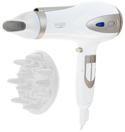 Adler | Plaukų džiovintuvas | AD 2248 | 2400 W | Number of temperature settings 3 | Ionic function | Diffuser nozzle | Baltas