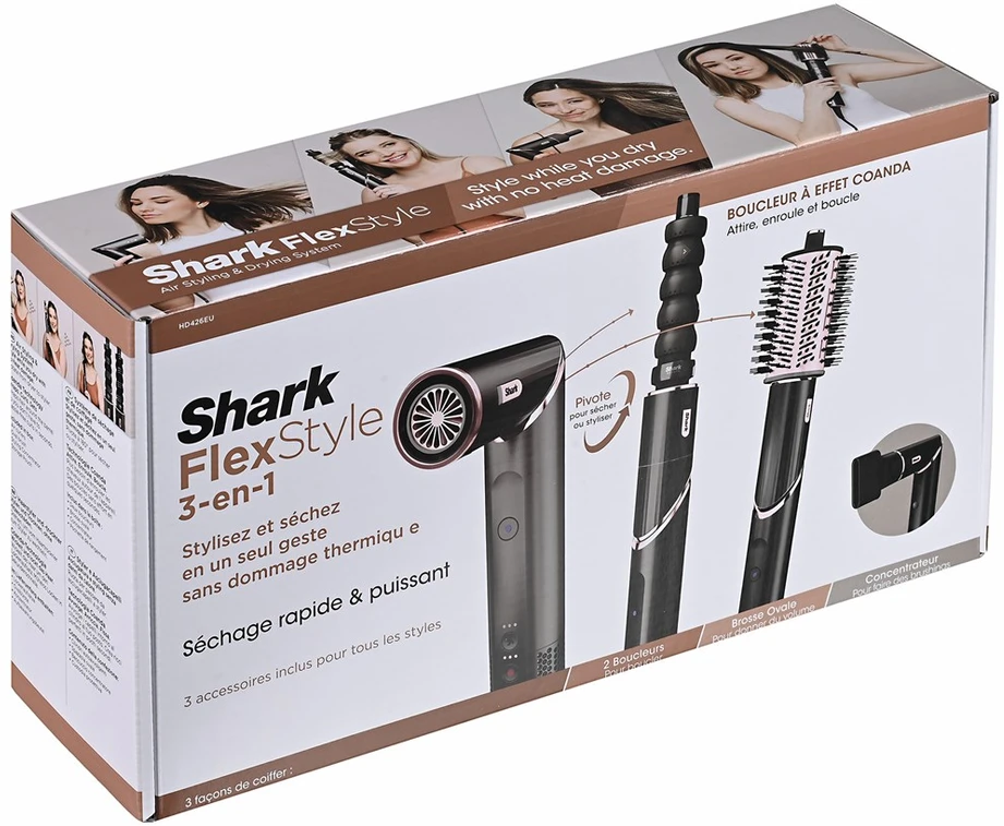 Plaukų formavimo prietaisas-džiovintuvas Shark Flexstyle HD426EU, Juodas, su 3 antgaliais