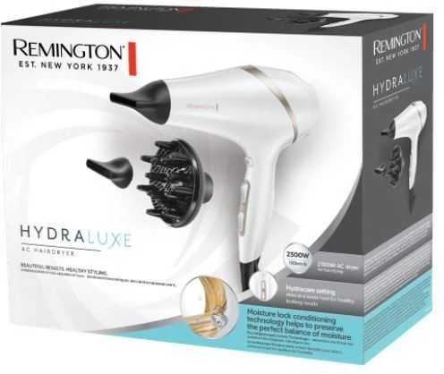 Remington | Plaukų džiovintuvas | AC8901 HYDRAlux | 2300 W | Number of temperature settings 3 | Ionic function | Diffuser nozzle | Baltas