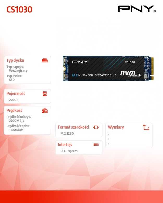 Pny Technologies Dysk ssd pny cs1030 nvme pcie 250gb