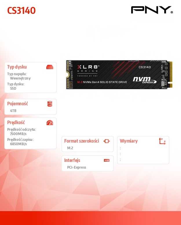 PNY SSD 4TB M.2 2280 CS3140 M280CS3140-4TB-RB