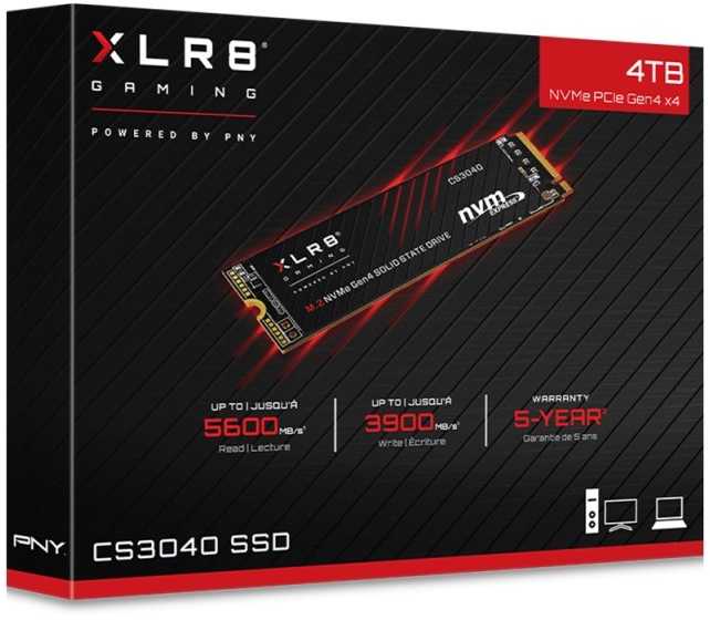 Dysk SSD PNY XLR8 CS3040 4TB M.2 2280 PCI-E x4 Gen4 NVMe (M280CS3040-4TB-RB)