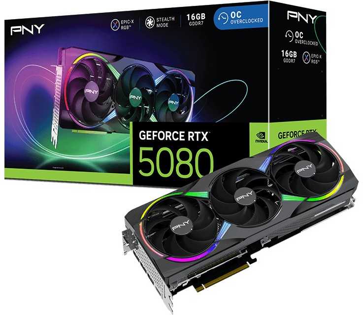„Pny Technologies“ „GeForce RTX 5080 ARGB OC“ – 16 GB GDDR7 vaizdo plokštė