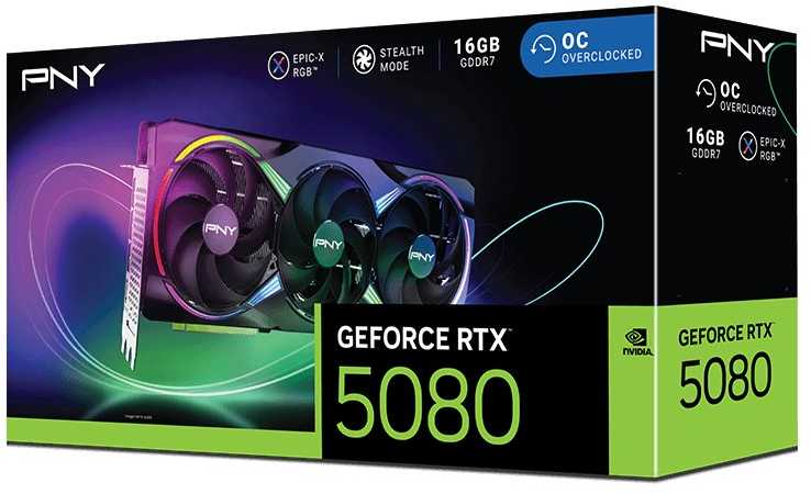 „Pny Technologies“ „GeForce RTX 5080 ARGB OC“ – 16 GB GDDR7 vaizdo plokštė
