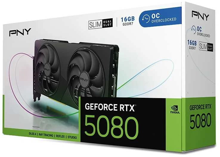 PNY GeForce RTX 5080 Slim OC vaizdo plokštė, 16384 MB GDDR7