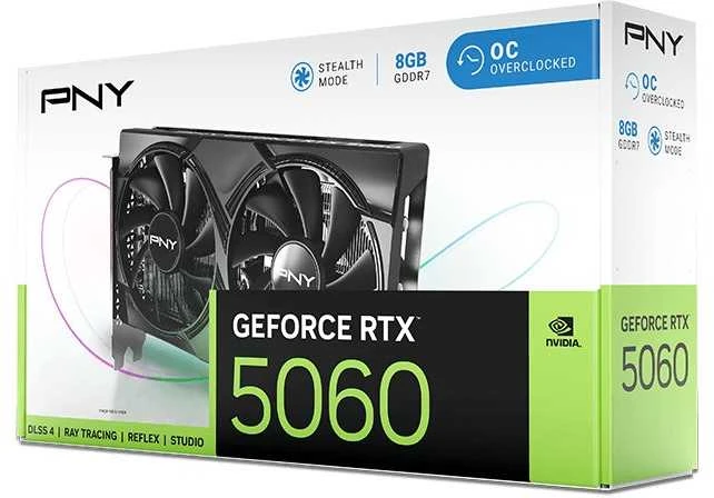 Vaizdo plokštė PNY GeForce RTX 5060 OC leidimas, 8192 MB GDDR7