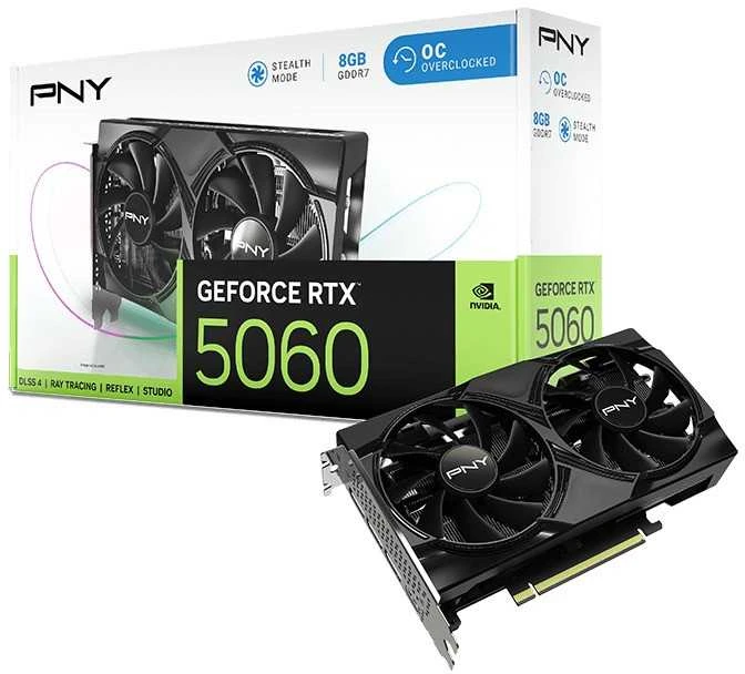 Vaizdo plokštė PNY GeForce RTX 5060 OC leidimas, 8192 MB GDDR7