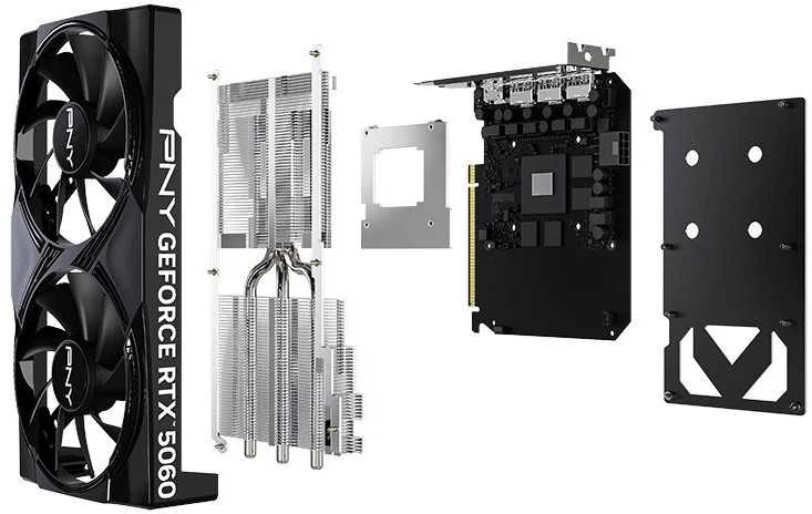 Vaizdo plokštė PNY GeForce RTX 5060 OC leidimas, 8192 MB GDDR7