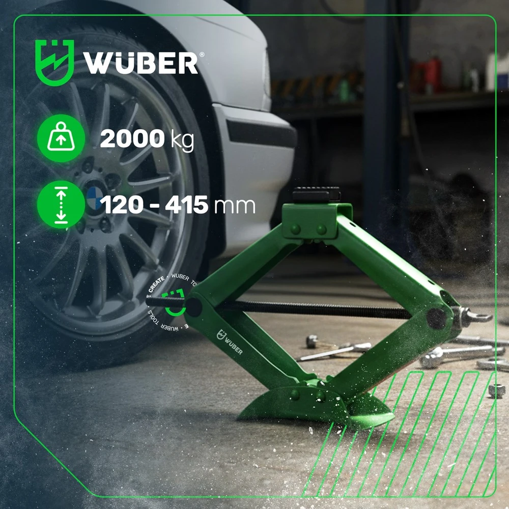 2 t trapezoidal car jack 120–415 mm W22023 WUBER