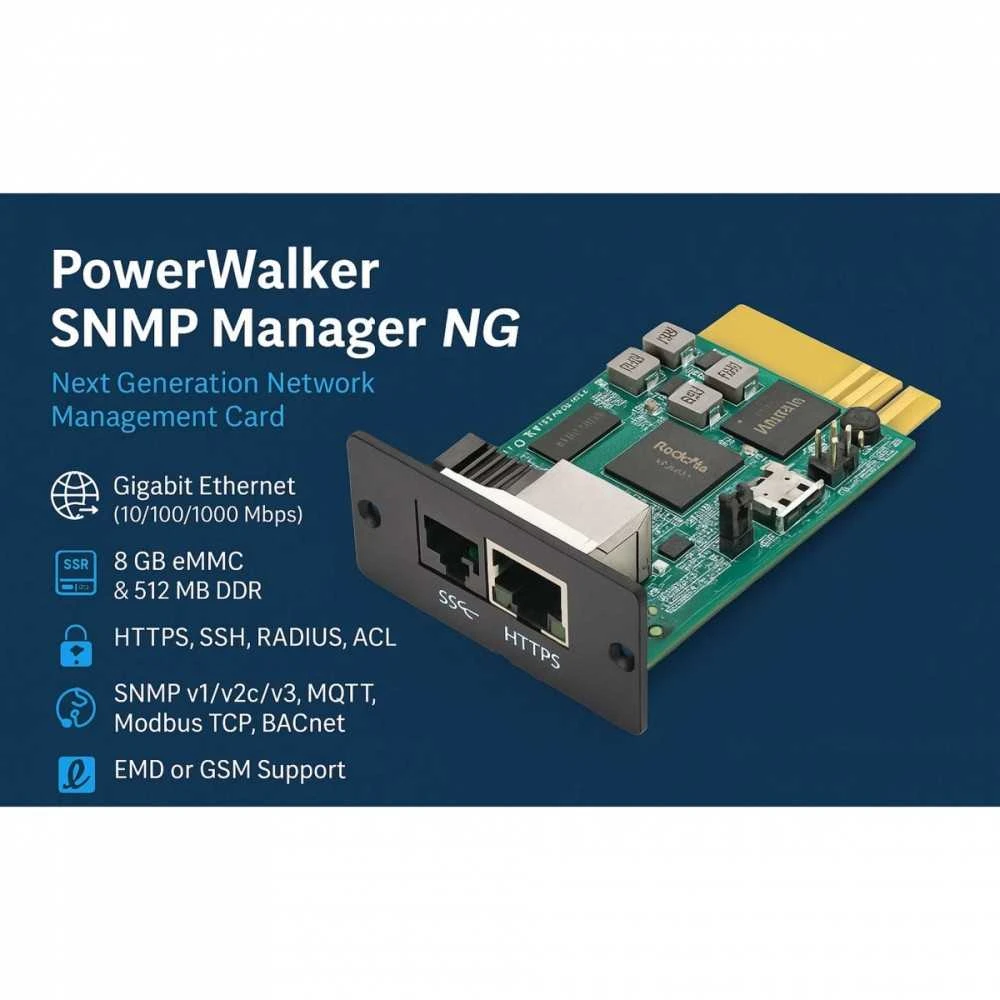 „Power Walker“ SNMP 1 Gbps modulis iš UPS VFI CG, CPG, CPH, C LCD, CRM, CRS, CW, RMG