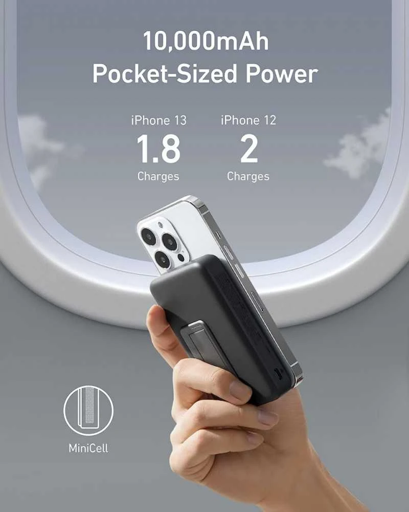„Anker 633“ magnetinė belaidė išorinė baterija su 27 W USB C prievadu | A1654G11 | 10000 mAh | Juodas