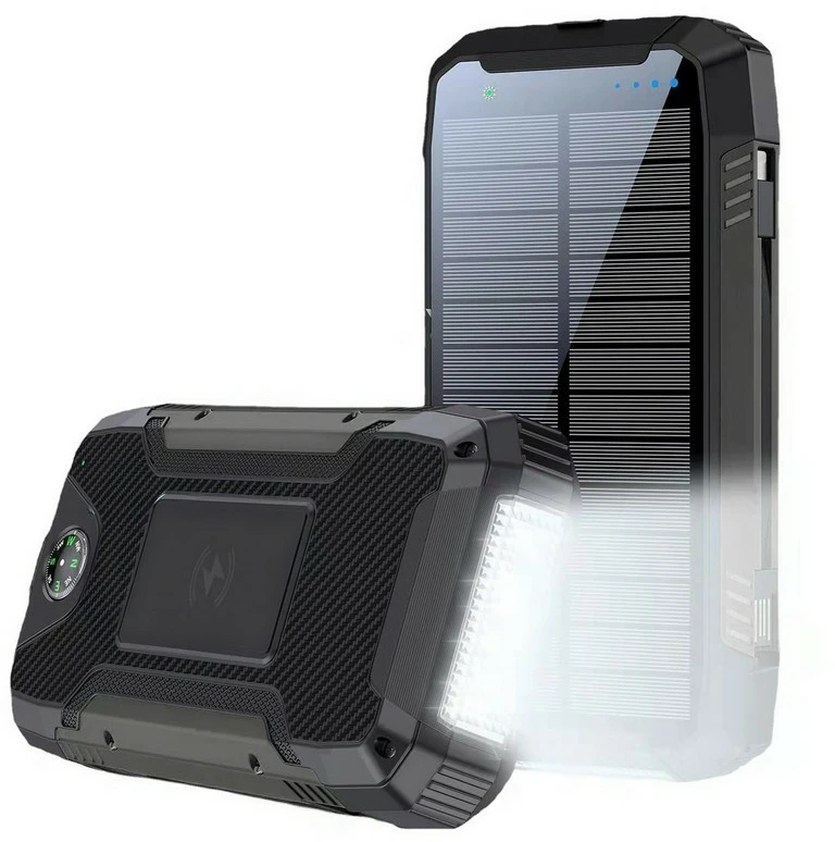 PowerNeed S20000Q mobiliųjų įrenginių įkroviklis Universalus Juodas Lightning, Solar, USB Belaidis įkrovimas Greitas įkrovimas Lauke