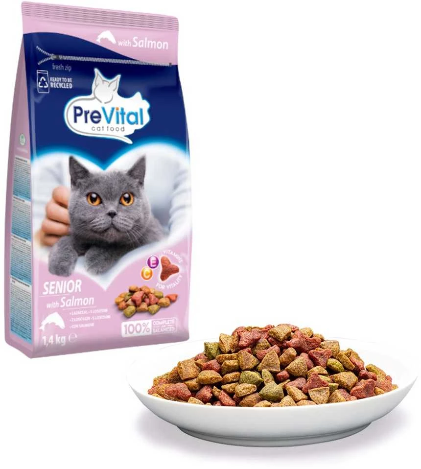 Kačių Maistas - PREVITAL Senior Lašišos Sausas 1.4kg