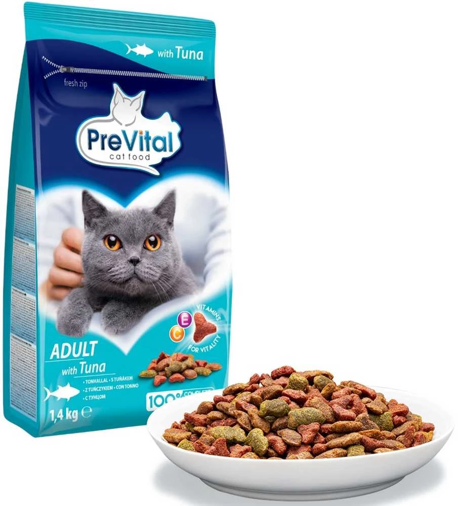 PREVITAL suaugusių tunų sausas kačių ėdalas - 1,4kg