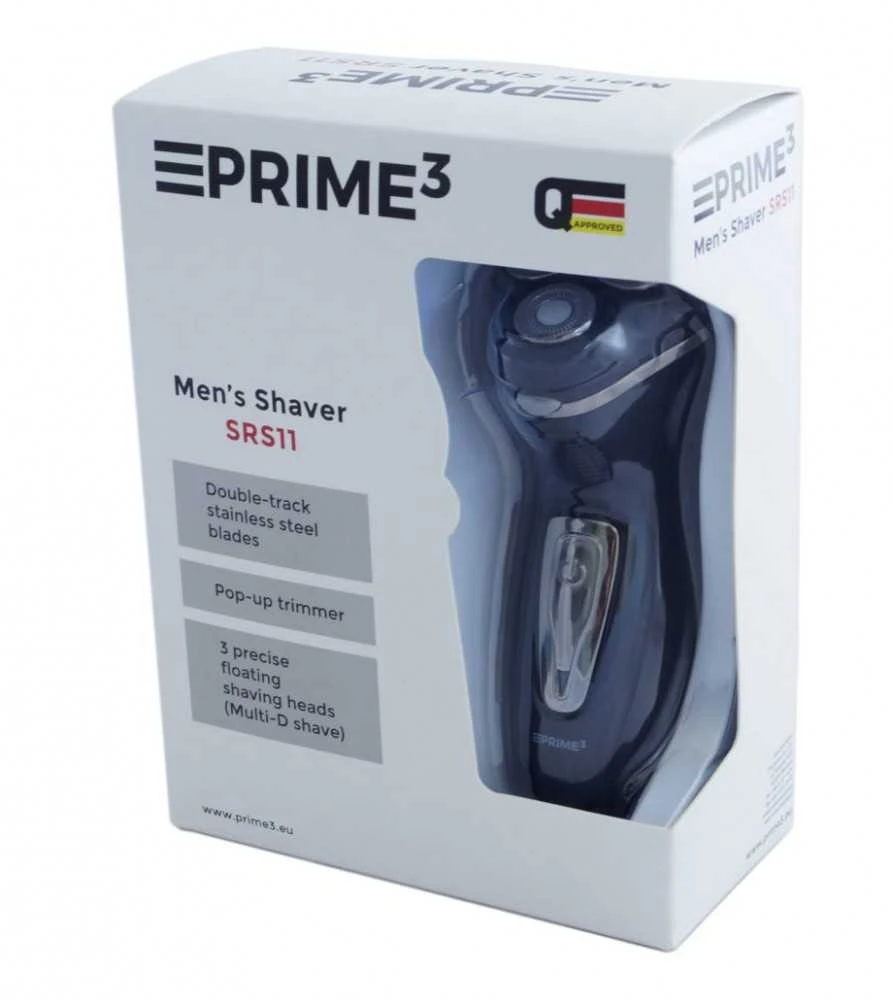 PRIME3 SRS11 vyriškas skustuvas Sukamasis skustuvas Trimeris Juoda, sidabrinė