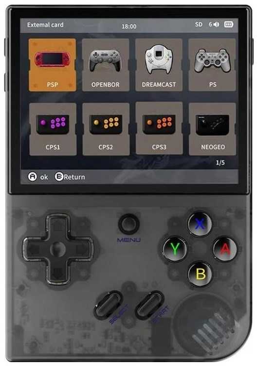 Retro gaming portable console ANBERNIC RG35XX (2024) Juodas/transparent