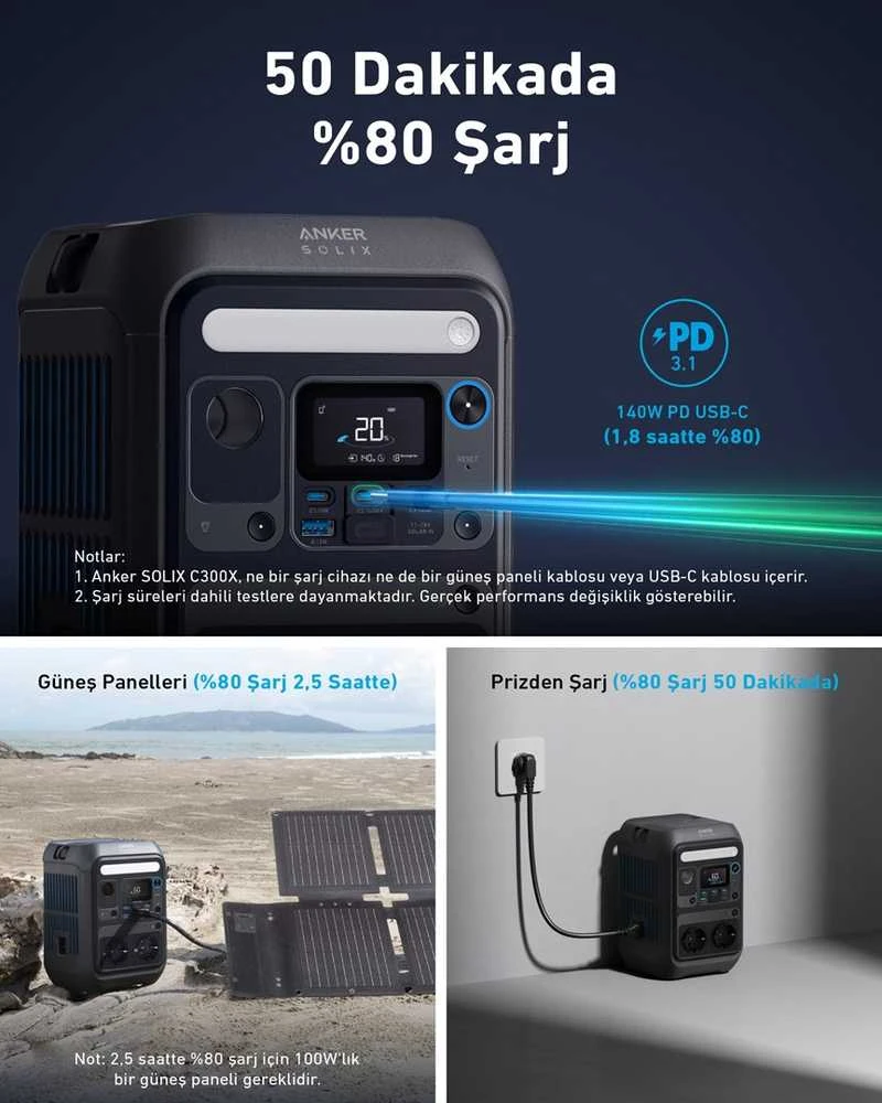 Anker SOLIX C300X nešiojama elektros energijos stotis 288 Wh | 300 W