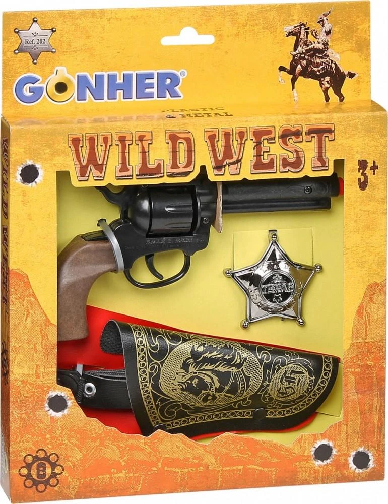 Gonher Cowboy revolverio rinkinys su dėklu ir ženkleliu - 239852