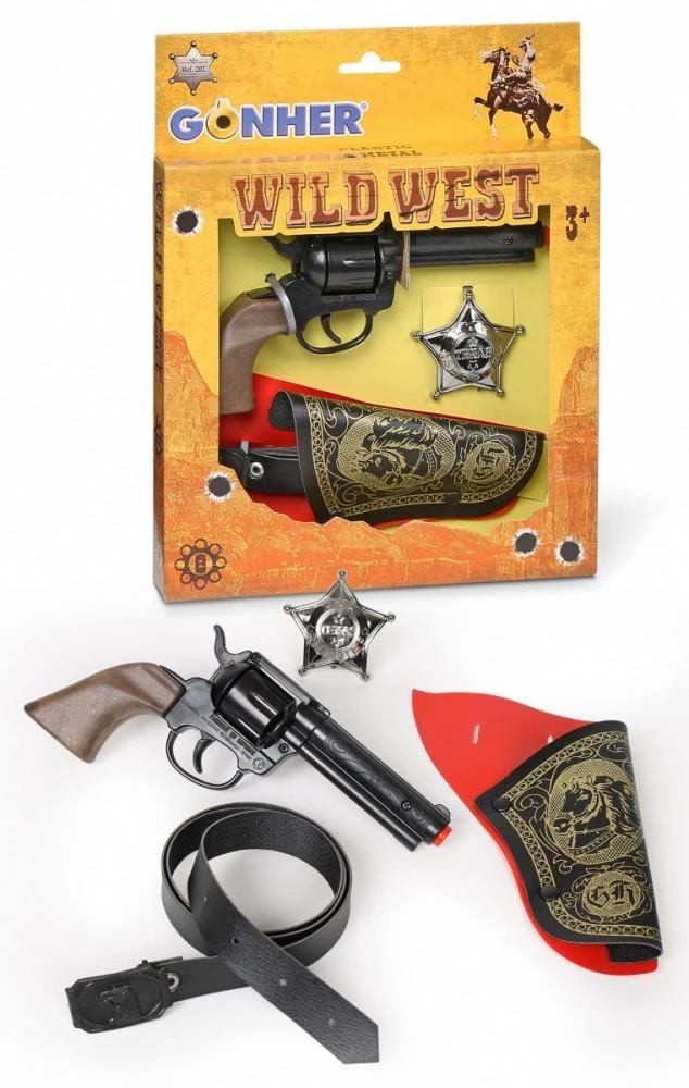 Gonher Cowboy revolverio rinkinys su dėklu ir ženkleliu - 239852