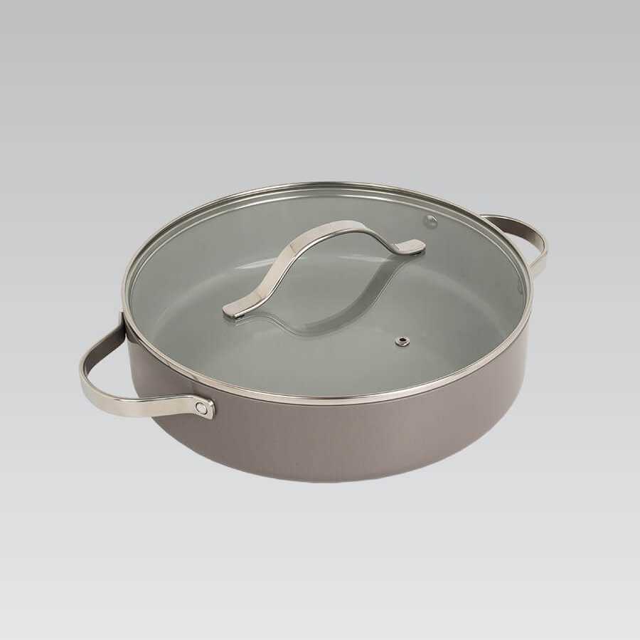 Puodas shallow su dangčiu MAESTRO MR-4009 (MR-4009-28S) 28 cm 3.9 l Pilkas