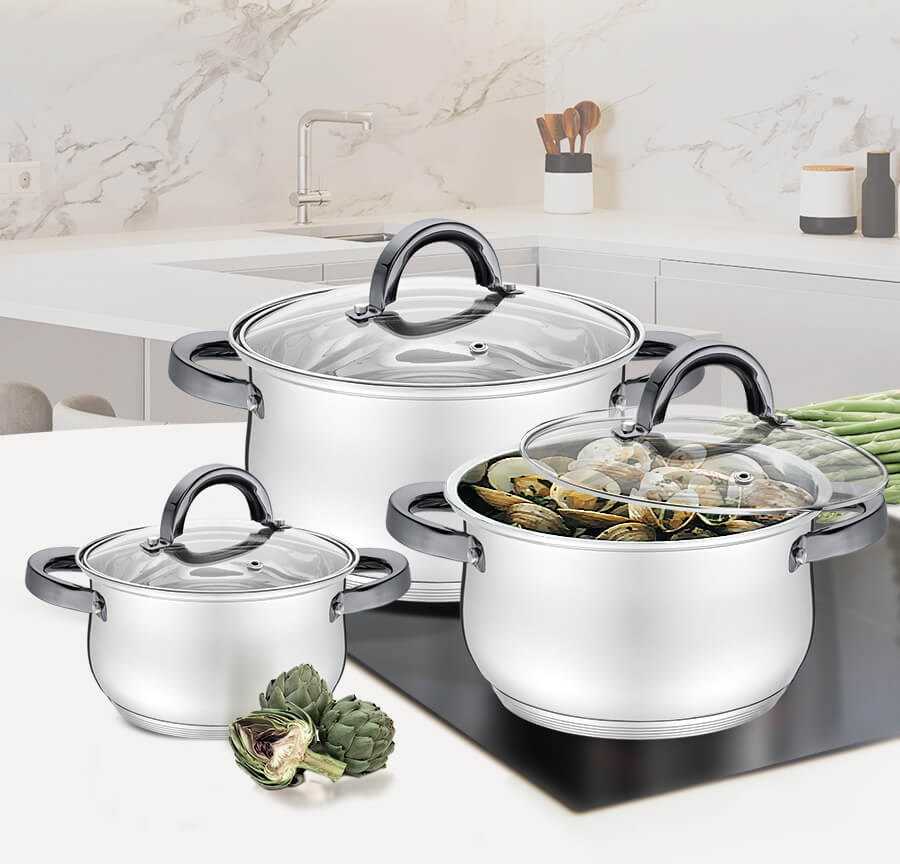 MAESTRO MR-3522-6M-Juodas 6 piece puodas set