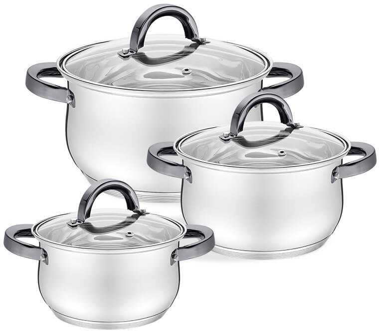 MAESTRO MR-3522-6M-Juodas 6 piece puodas set