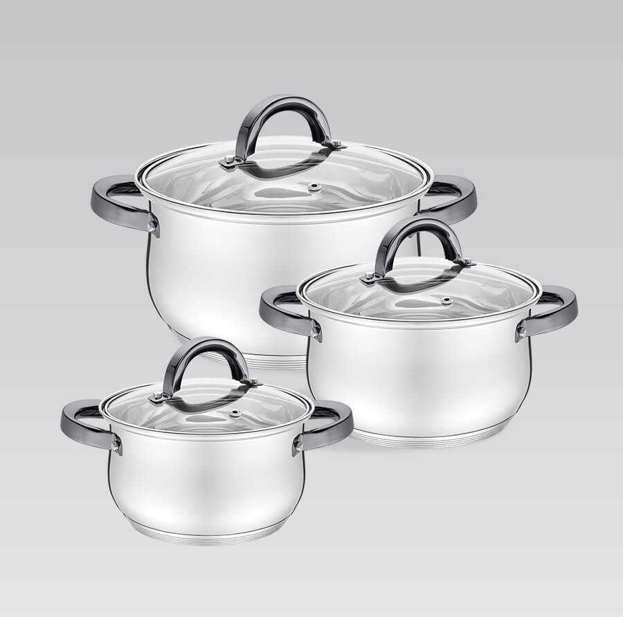 MAESTRO MR-3522-6M-Juodas 6 piece puodas set