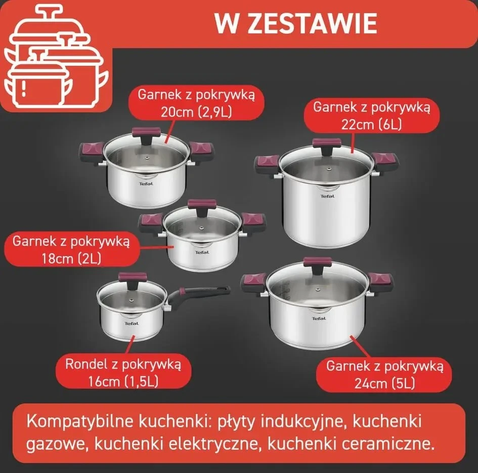 Puodų rinkinys TEFAL Cook & Clip 10 vnt. G723SA74