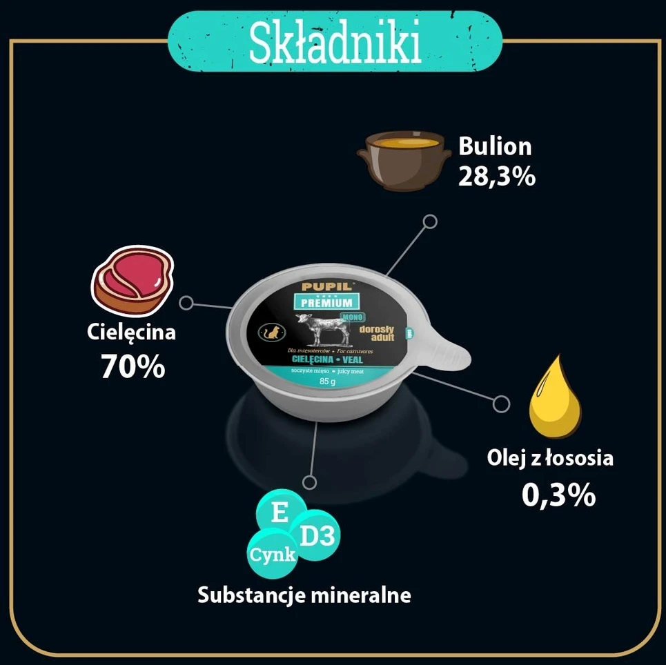 PUPIL PREMIUM GOLD ADULT Veršiena katės maistas 85g
