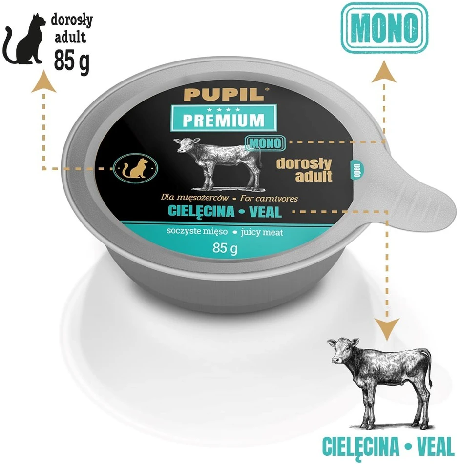 PUPIL PREMIUM GOLD ADULT Veršiena katės maistas 85g