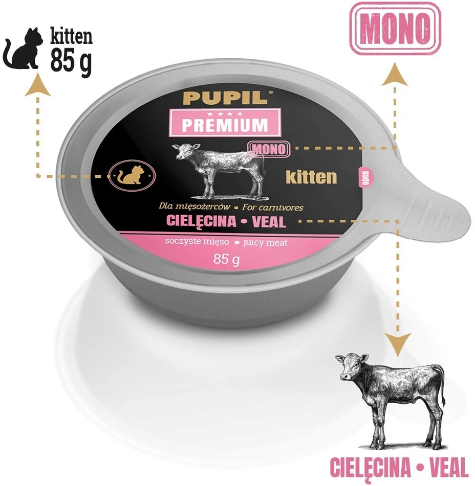 PUPIL PREMIUM GOLD KITTEN Cielęcina karma katei 85g