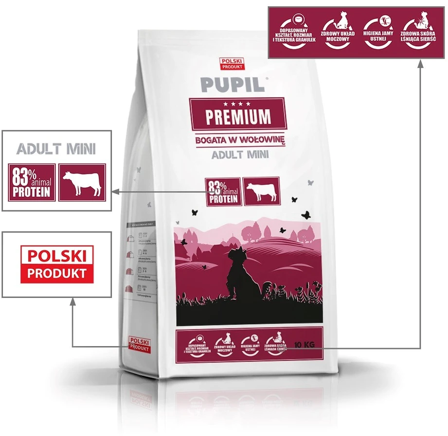 PUPIL PREMIUM MINI bogata w wołowinę maistas šuniui 10kg