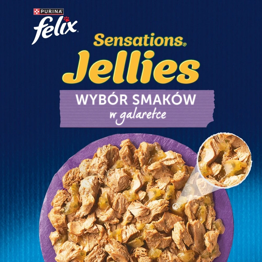Purina Nestle Drėgnas Kačių Maistas - Purina Felix Sensations Mix Kalakutiena, Skumbrė, Aviena, Silkė - 12x85 g