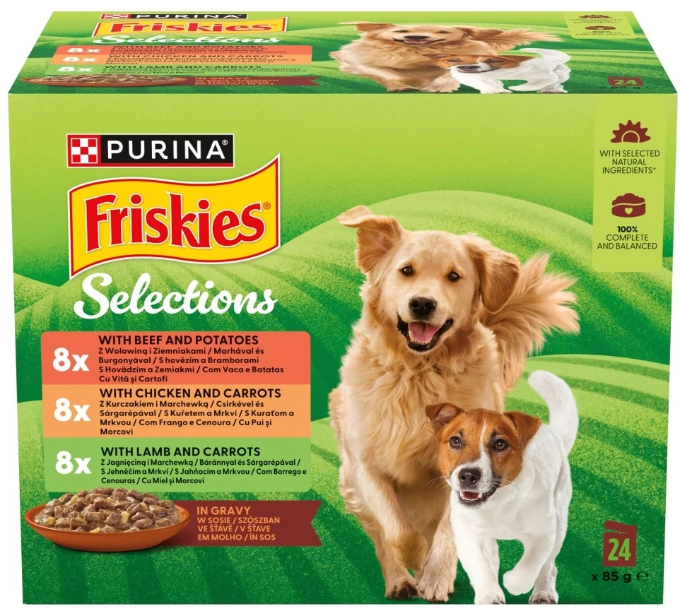 Purina Nestle Friskies in sauce – drėgnas ėdalas šunims – 24x85g
