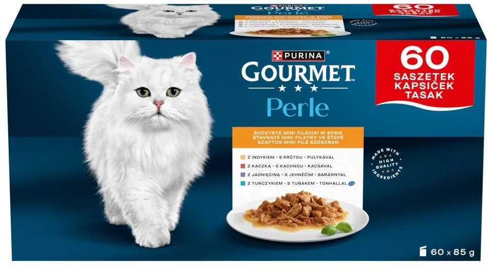 Purina Nestle Drėgnas Kašių Maistas - PURINA Gourmet Perle Mini Filė Padaže, 60x85g