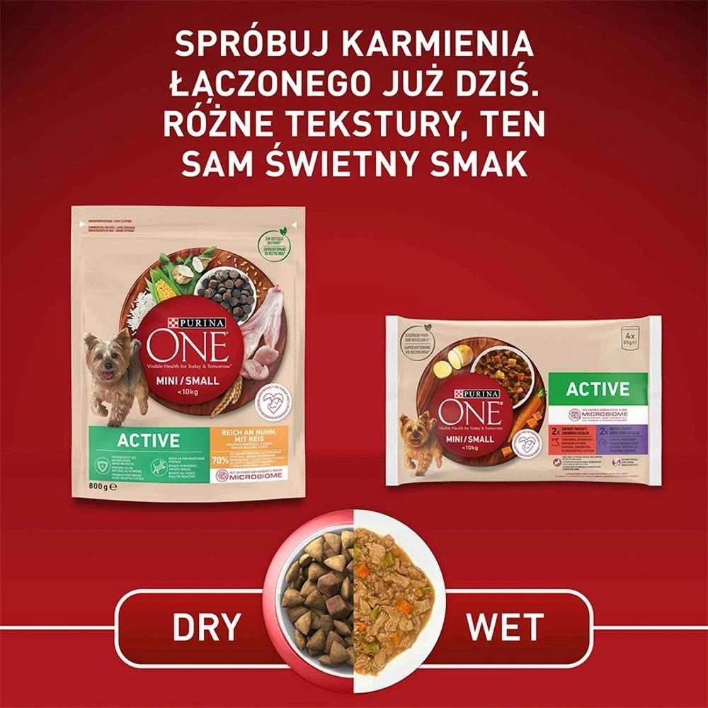 Purina Nestle One Mini Active vištiena, ryžiai – sausas Maistas šunims – 800g