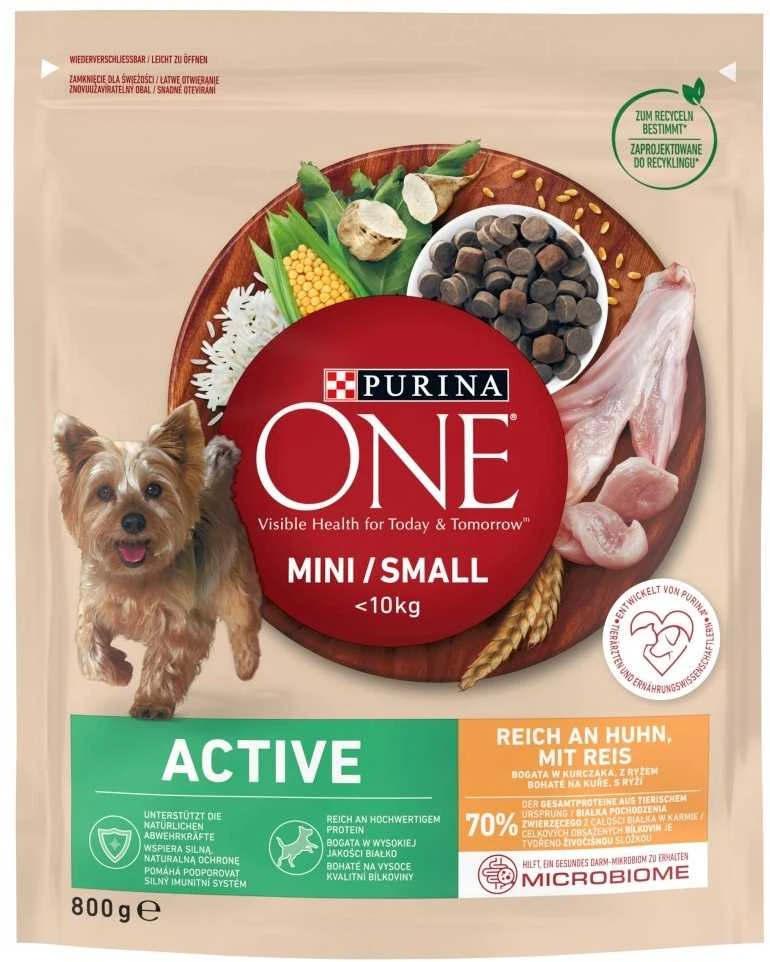 Purina Nestle One Mini Active vištiena, ryžiai – sausas Maistas šunims – 800g