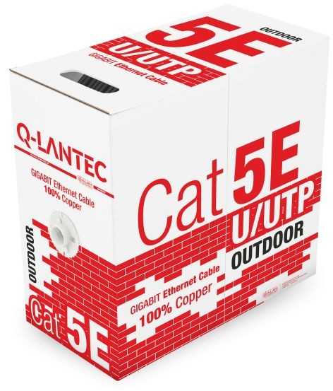 Q Lantec U/utp cat.5e lauko sausas duomenų kabelis 100% varis 305m - 10 metų garantija