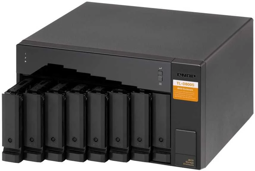 QNAP TL-D800S saugojimo diskų korpusas 2.5/3.5" HDD / SSD aptvaras Juoda, Pilka