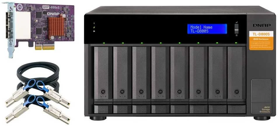 QNAP TL-D800S saugojimo diskų korpusas 2.5/3.5" HDD / SSD aptvaras Juoda, Pilka
