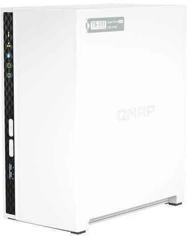Serveris QNAP | 2 skyrių ARM | TS-233 | Iki 2 SATA 6Gb/s, 3Gb/s | ARM 4 branduolių | Cortex-A55 | Procesoriaus dažnis 2,0 GHz | 2 GB | N/A